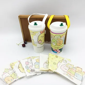 Factory Price Custom canvas Boba holder Take Away Coffee Bubble Tea coffee cup sleeves Holder fabric cup sleeve holder