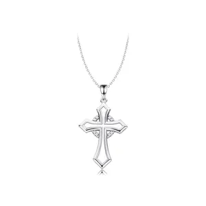 Keiyue Fine Jewelry 925 Sterling Silver Necklaces Large Cross Pendant Hip Hop Necklace