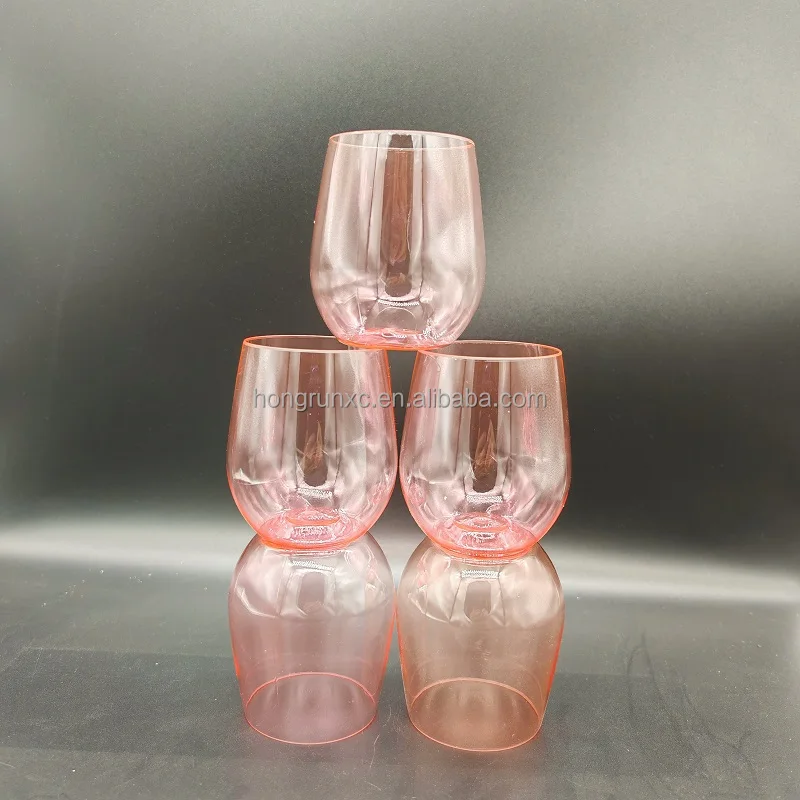 BPA Free Disposable Glasses SUT 32-Pack Plastic Stemless Wine Glasses  12  Oz Clear With Rose Gold Rim, BPA-Free, Disposable/Reusable 32 Pack Wedding  Glasses