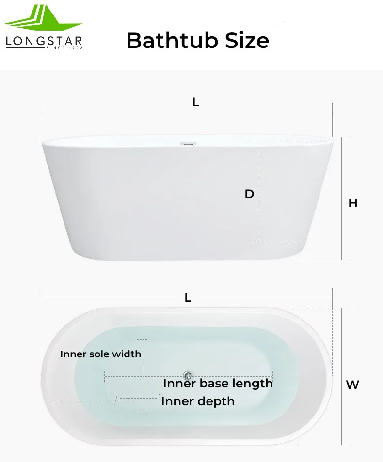Longstar Factory Direct Oval Acrylic North America Freestanding Hotel