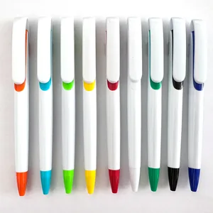 Popular Customized logo Cheap Pen Promotional Plastic White Body Hotel Pen logo Printed Advertising Pen