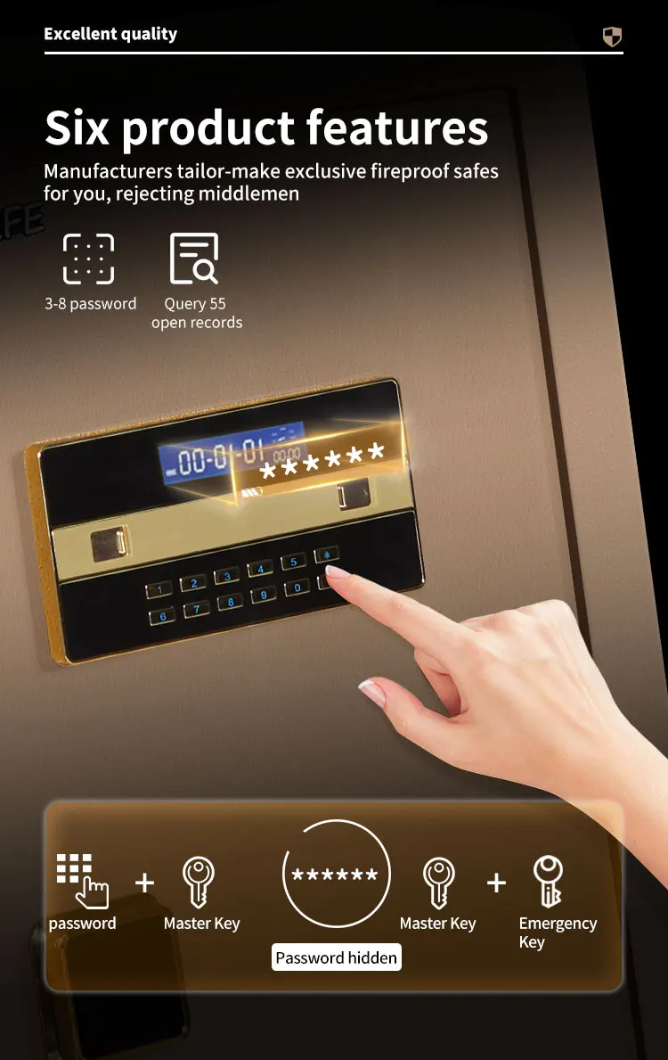 CEQSAFE Korea Electric Lock Digital Safe Booil Box Fireproof Resistance Safes supplier