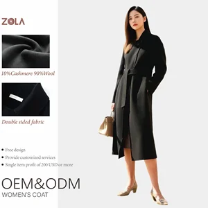 Women's Double-Sided Breathable Woolen Coat with Covered Button Closure Long Length Casual Design Warm Cashmere Blend for Winter