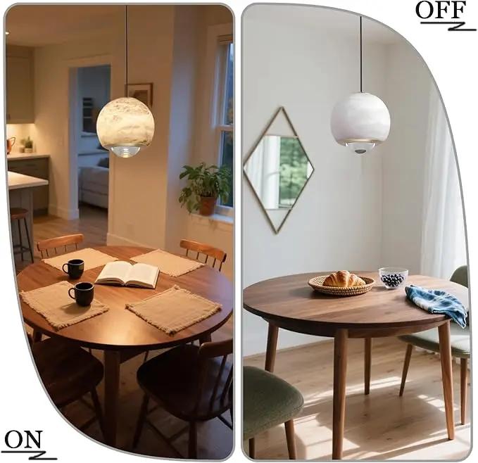 Natural Spanish Marble Copper Chandelier Minimalist Style Dimmable for Dining Room Bar Bedroom Bedside; Height Adjustable