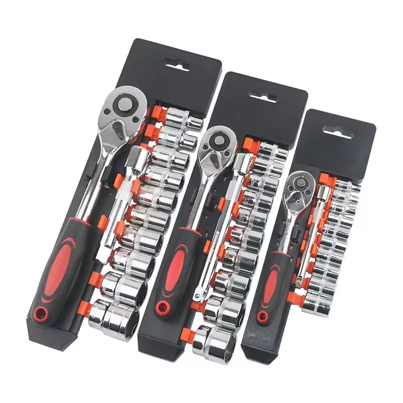 1/2 1/4 3/8 Carbon Steel Ratchet Socket Wrench Set 72 24 Tooth Adjustable Allen OEM Automotive Hand Tools for Car - view 1