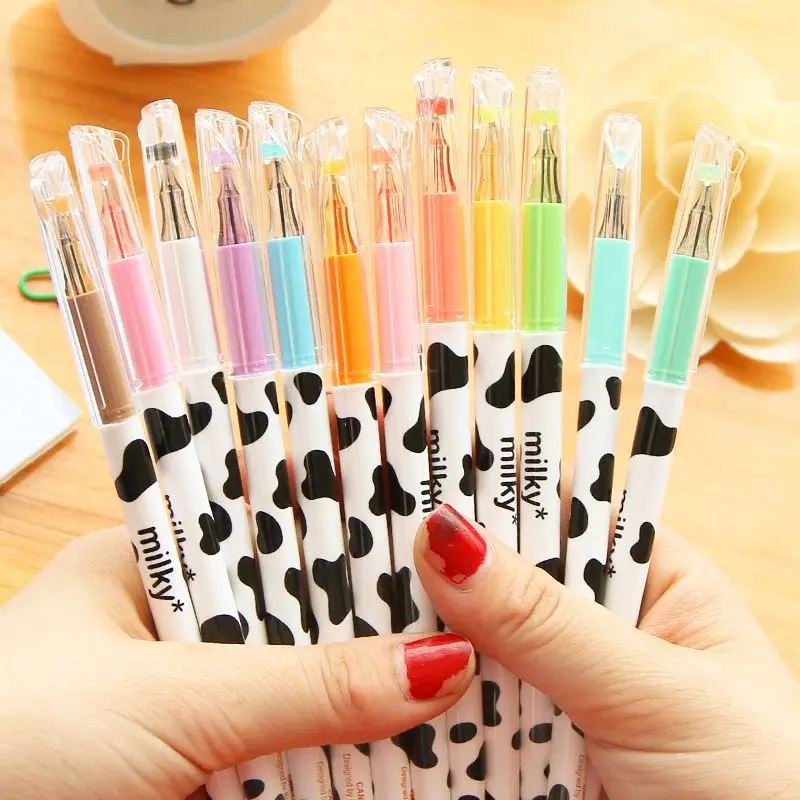 Colors Cute Cartoon Milk Cow .mm Fineliner Pens Marker Pen Gel Ink Pen
