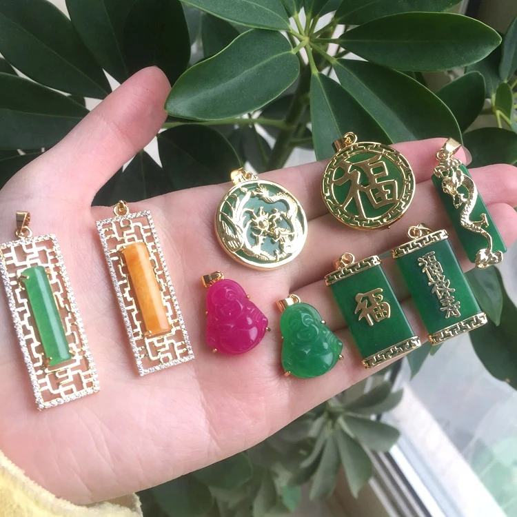 Green Jewelry for Family Necklace Fu Dragon Jade Emerald Jade HOT! Chinese Natural 10 Environmental Friendly Agate BOHEMIA Cz
