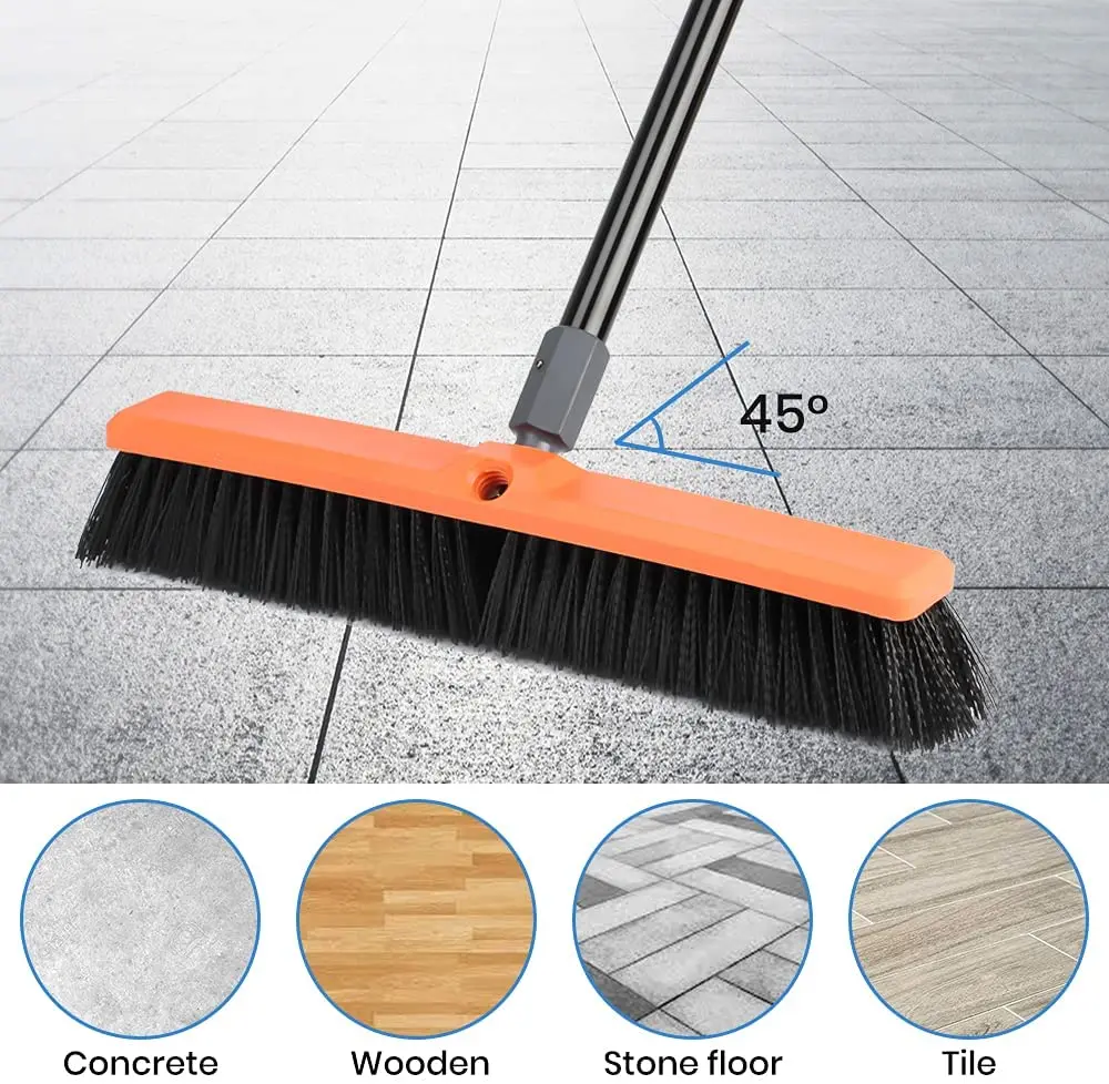 Vipaoclean 18 дюймов 24 дюйм (ов) Промышленный Heavy Duty открытый Композитное напольное покрытие веник PP пуш-ап для
