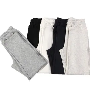 Wholesale Casual Worsted Breathable Midweight Cotton Fleeced Grey Straight Jogger Pants Daily Street Wear