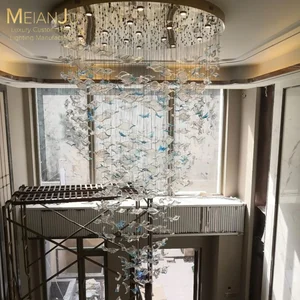 Luxury Modern Hotel Villa Decor Large Fish Sculptural Glass Pendant Light Custom Project Lighting Solution for Residential