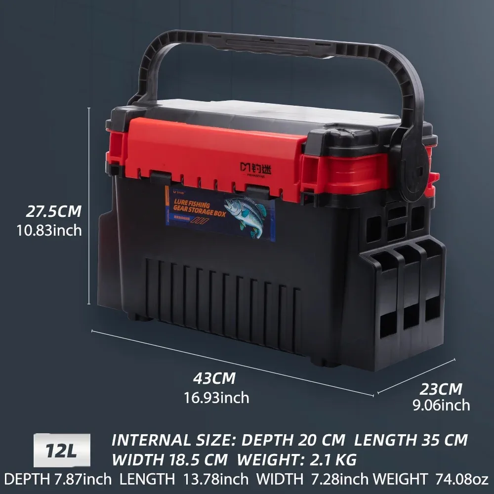 FISHINGFANS 6L/12L Rigid Plastic Fishing Tackle Box with Multi-function Lure & Live Fish Storage River Use FISHINGFANS 6L/12L Rigid Plastic Fishing Tackle Box with Multi-function Lure & Live Fish Storage River Use