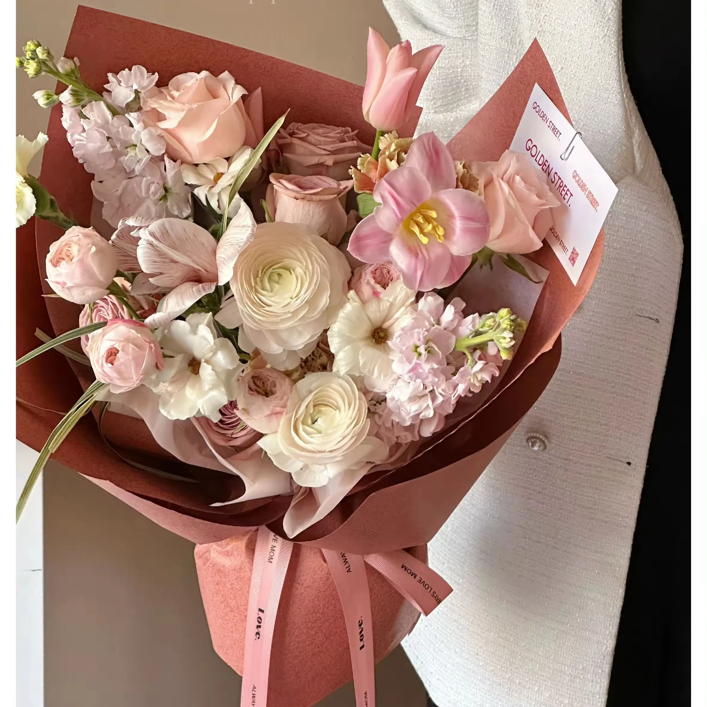 South Korea Imported Cloud Shadow Handmade DIY Bouquet Wrap Thick Flower Printed Pulp Bond Paper for Professional Packaging