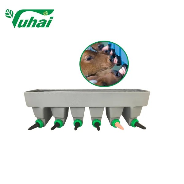 6-Teat Calf Feeding Bucket 34L HDPE Wall-Mounted Milk Feeder for Livestock