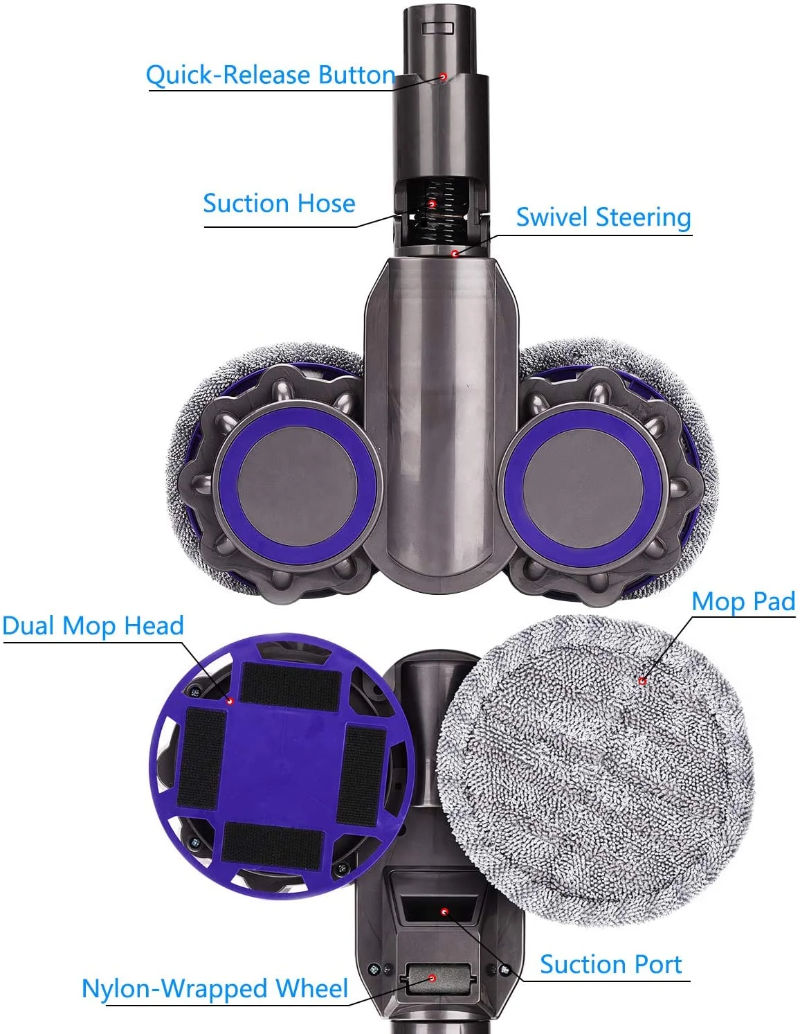 Dysons Vacuum Cleaner Mop Head Attachment For Dysons V6 V7 V8 V10 V11