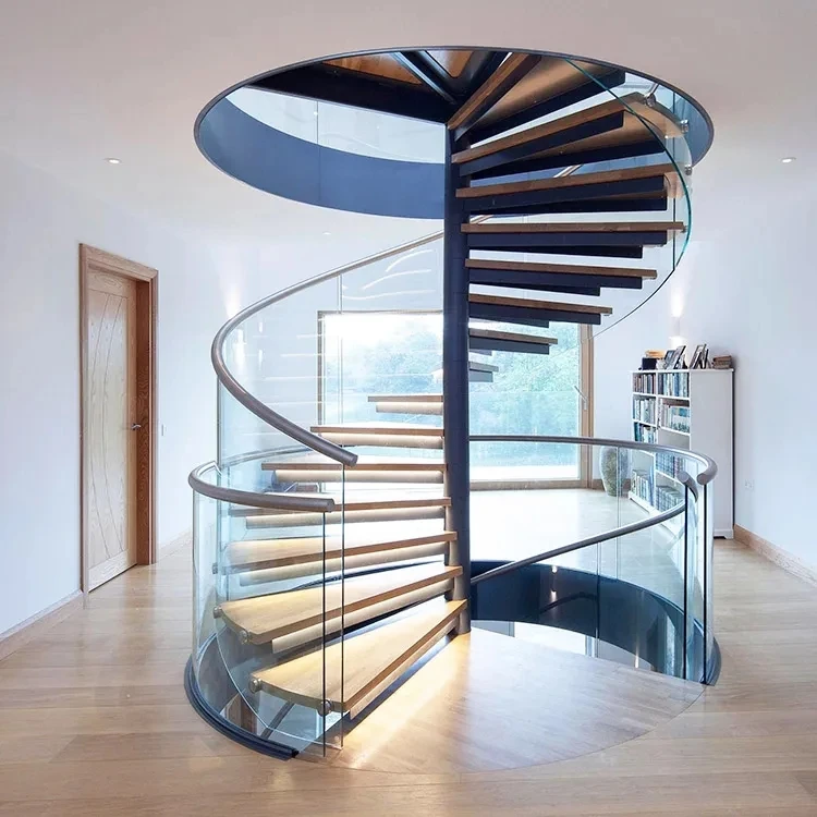 Curved/arc Spiral Staircase Indoor Luxury Modern Home Decoration Glass ...