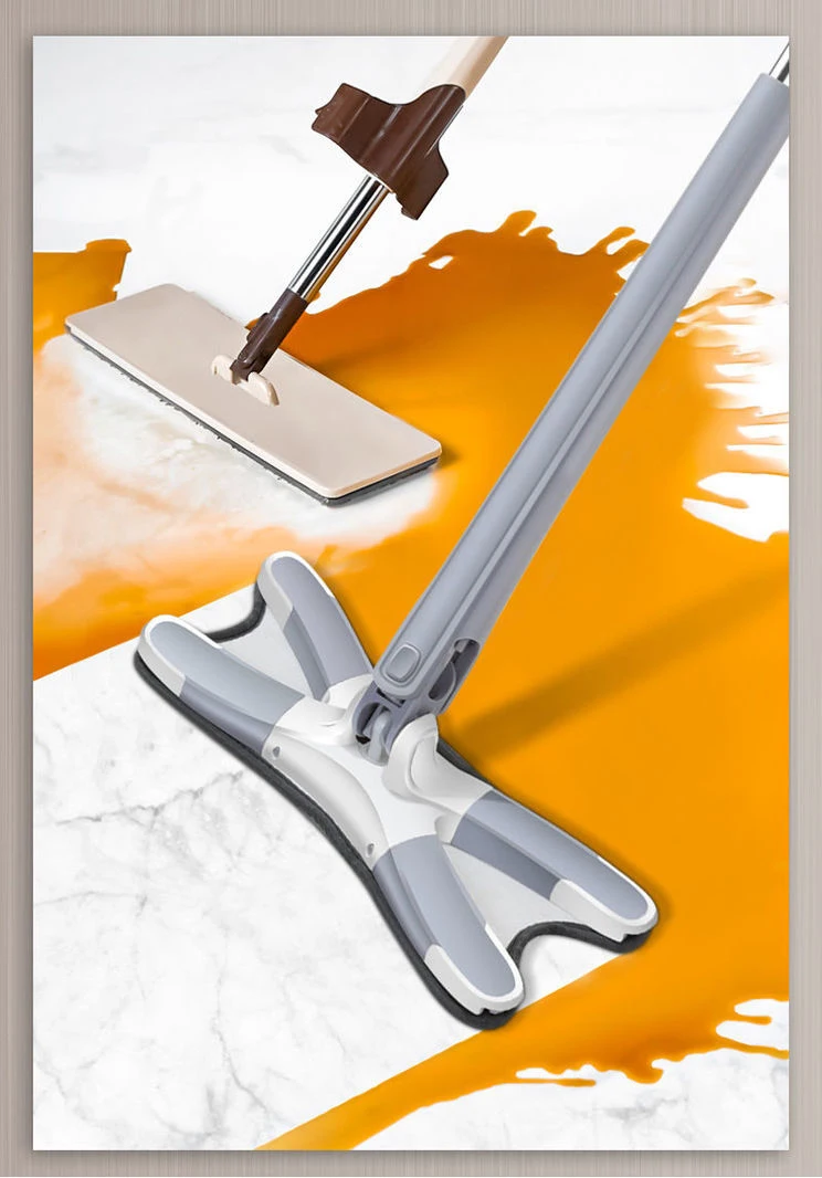 Flat Xtype Floor Mop With Cleaning Cloth Heads 360 Degree Squeeze Mop