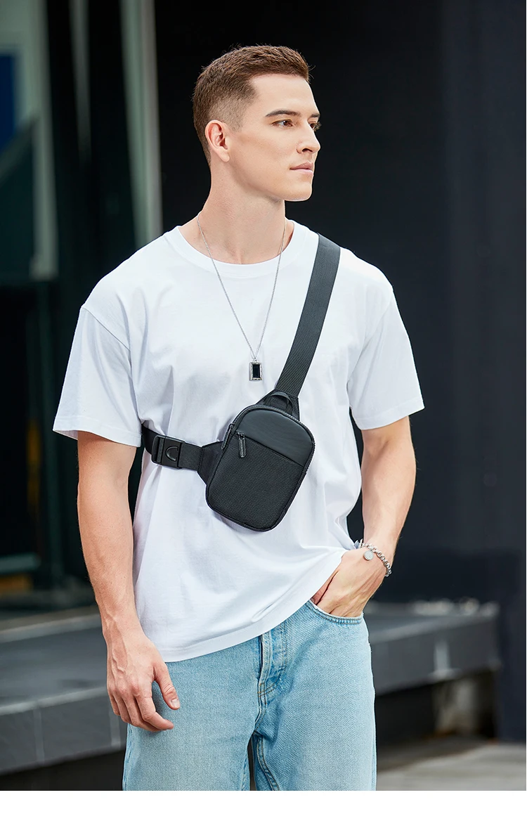 Men Designer Versatile Zippered Pocket Crossbody Messenger Chest Bag ...