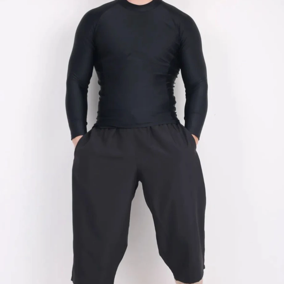 Willson Over-Knee Swim Trunk Men Wholesale Custom High Quality Polyester Solid Halal Muslim Men Swim Wear Beach Swim Shorts