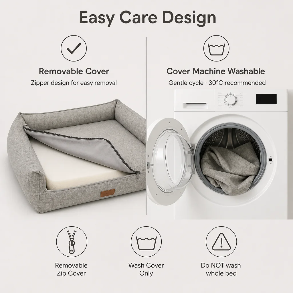 Natural Linen Sofa Style Dog Bed — Product details 7