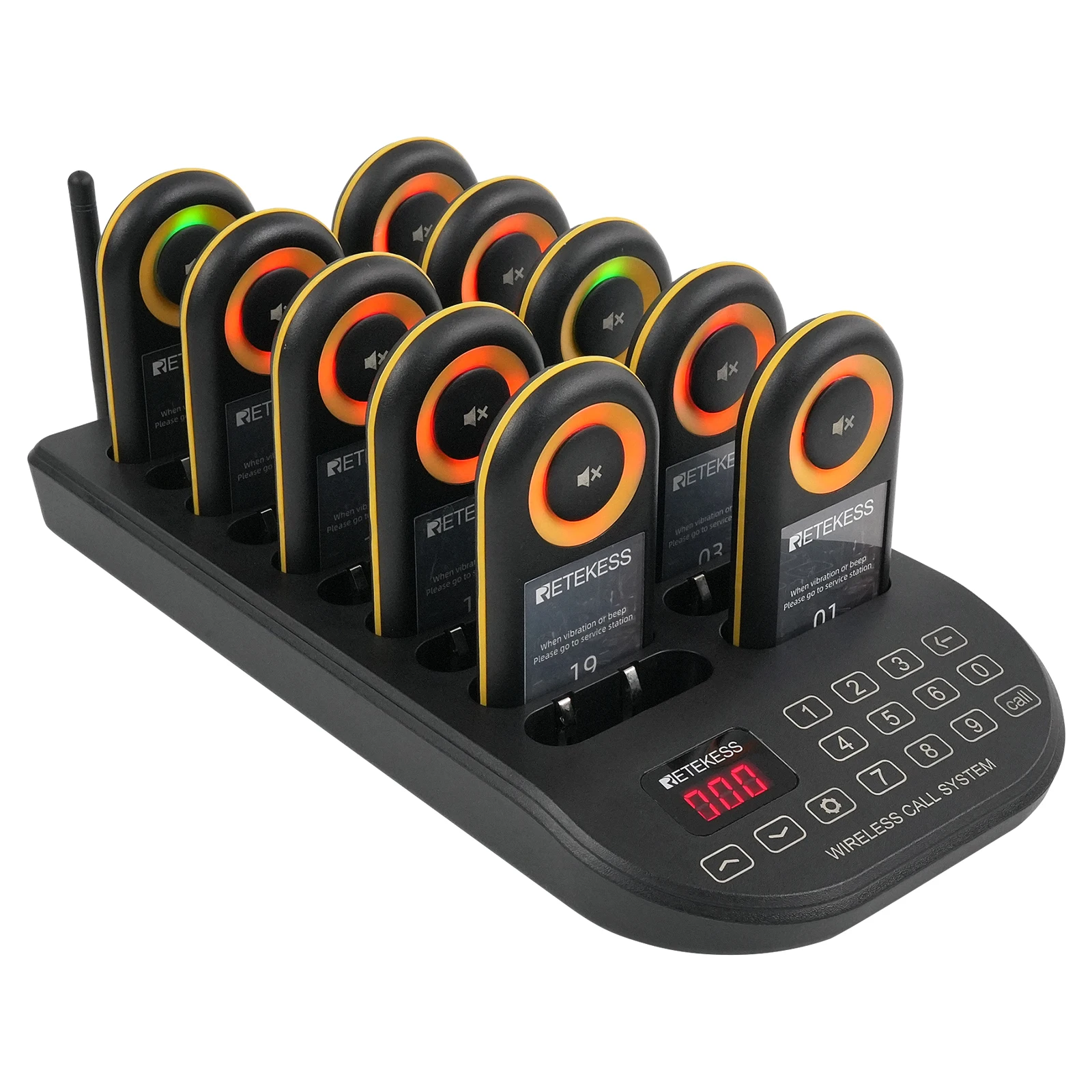 Wireless IP67 Waterproof Cross-border Anti-lost Alarm Restaurant Pager System Long Range With 20 Buzzer Pagers Retekess TD169