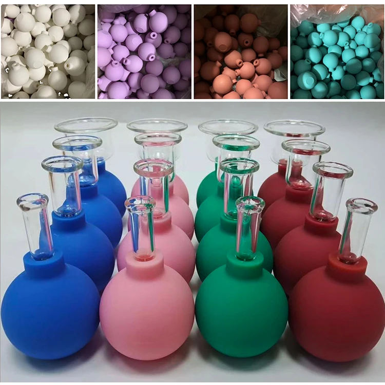 15mm 25mm 35mm 55mm Glass Face Cupping Massage Therapy Face Lift Rubber Silicone Vacuum Suction Cups Jars Glass Facial Cupping
