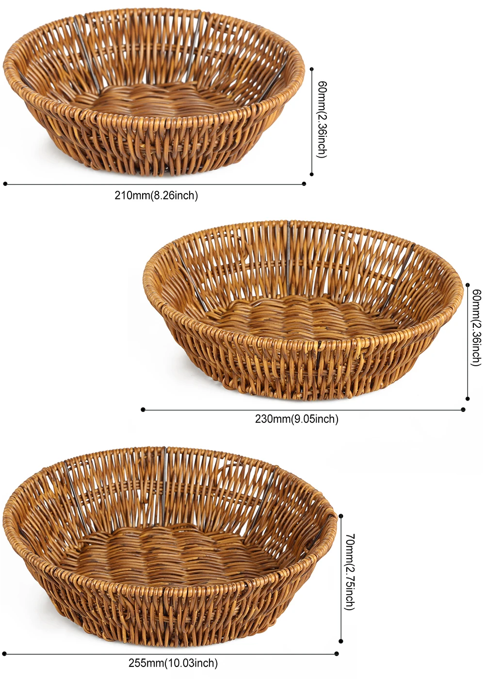 Round Rattan Fruit Baskets Woven Storage Bowls Rattan Fruit Bowl Bread Basket Woven Footed Bowl Round Pedestal Plate Dessert Display S