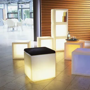 Chic Cube Display Showcase for Living Room Chic Champagne LED Light Wine and Beer Ice Bucket Square Plastic LED