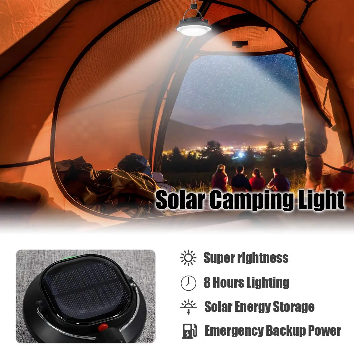 Outdoor Emergency hanging Lamp Portable solar camping light Tents Night Lamp Hiking Lantern supplier