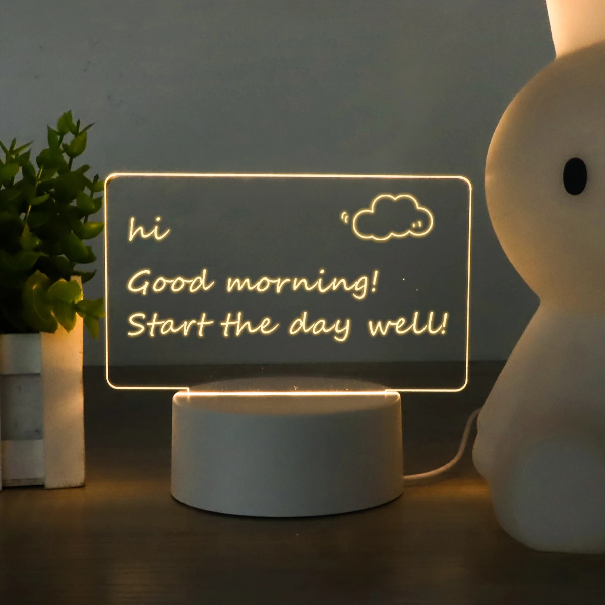 Creative 3D LED Light USB Note Board Night Light With Erasable Pen New Year Gift Message Board Text Board