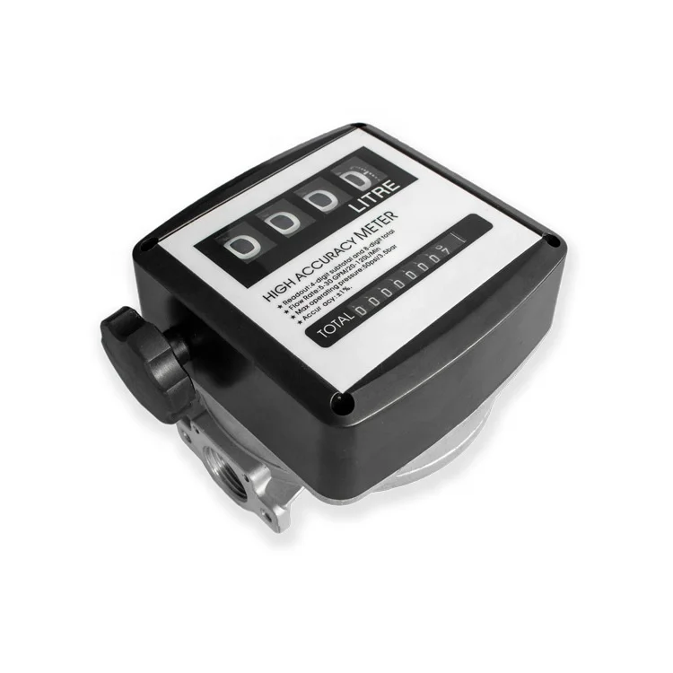 4-Digit Mechanical Flow Meter for Fuel Petrol Oil Diesel Gasoline Gallon & Liter Counter-OEM Customizable