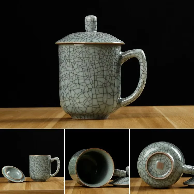 product longquan celadon plum ceramic cup ice cracked design customizable water customized drinking tea cup for hotel office home use-9