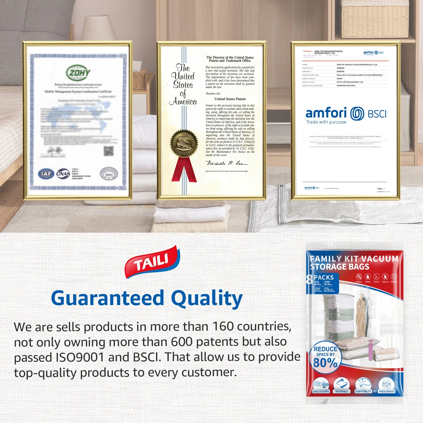 TAILI Flat Jumbo Extra Large Vacuum Plastic Zipper Sealer Compressed Storage Bags Comforter Space Saver Bags