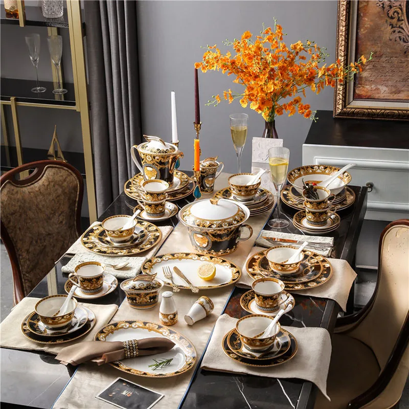 Luxury Tableware Set Royal Style Dinner Plates Set SBCHT726 Bone