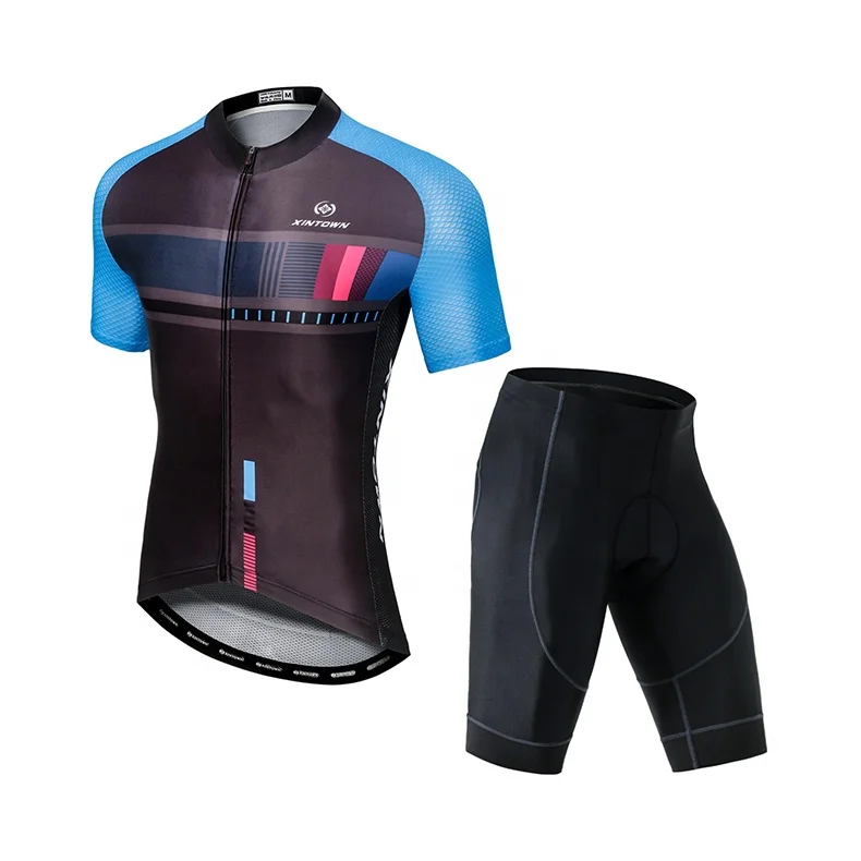 Printing high quality cycling jersey OEM men summer bike wear clothing polyester zipper bicycle suit