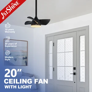 1stshine LED Ceiling Fan 20 Inches Small DC Black ABS Blades High Speed Ceiling Fan with LED Light