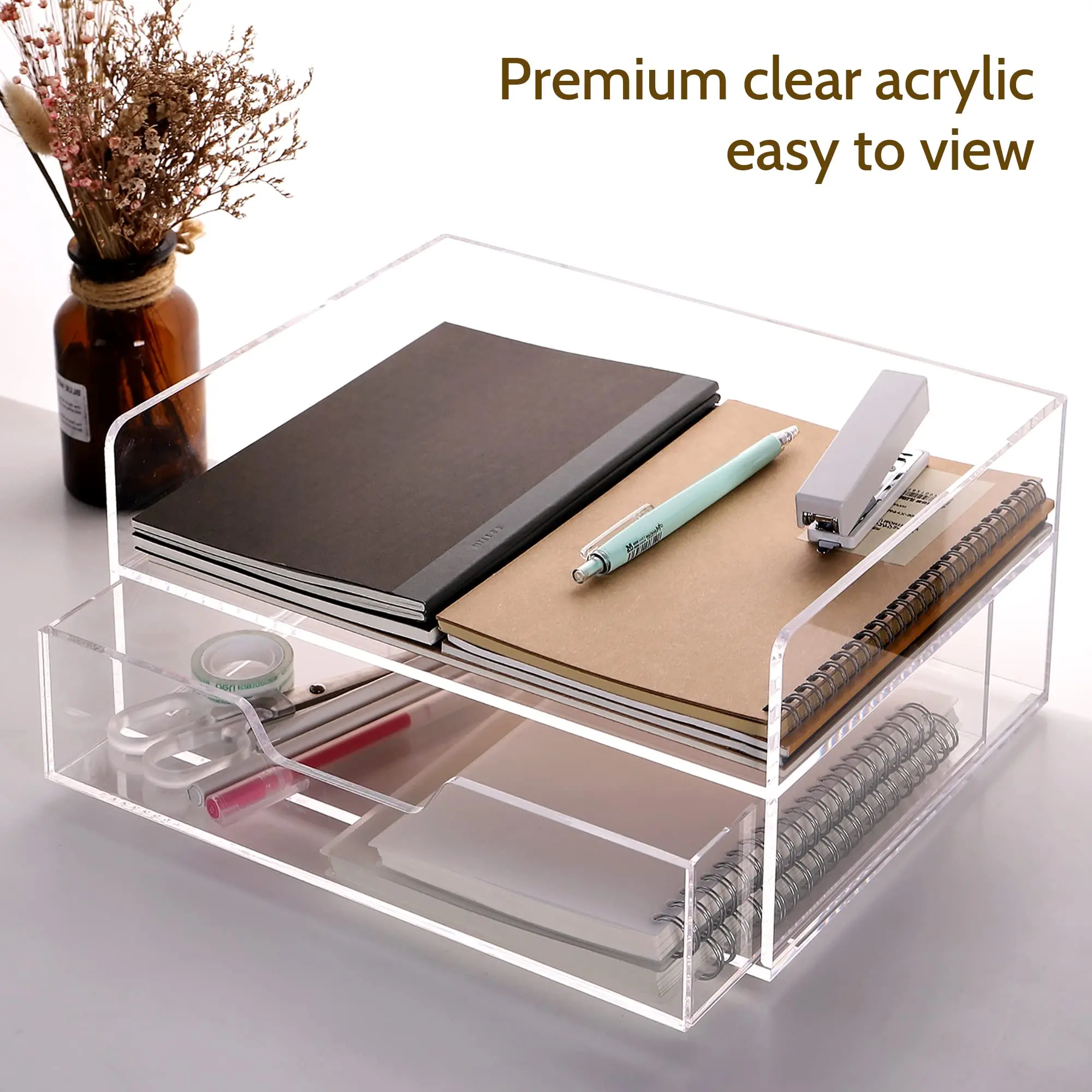 Custom Clear Lucite Files Holder Desktop Stackable Acrylic Magazine ...