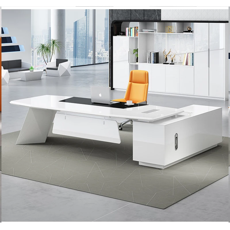 2024 Modern Simple Style MDF Material L Shape boss Ceo Office Desk Executive Desk