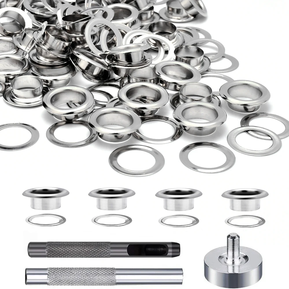 100 набор/упаковка металлическая проушина набор инструментов для установки перфоратора пояса одежды шторы обувь сумка 2 мм 3 4 5 10 12 17