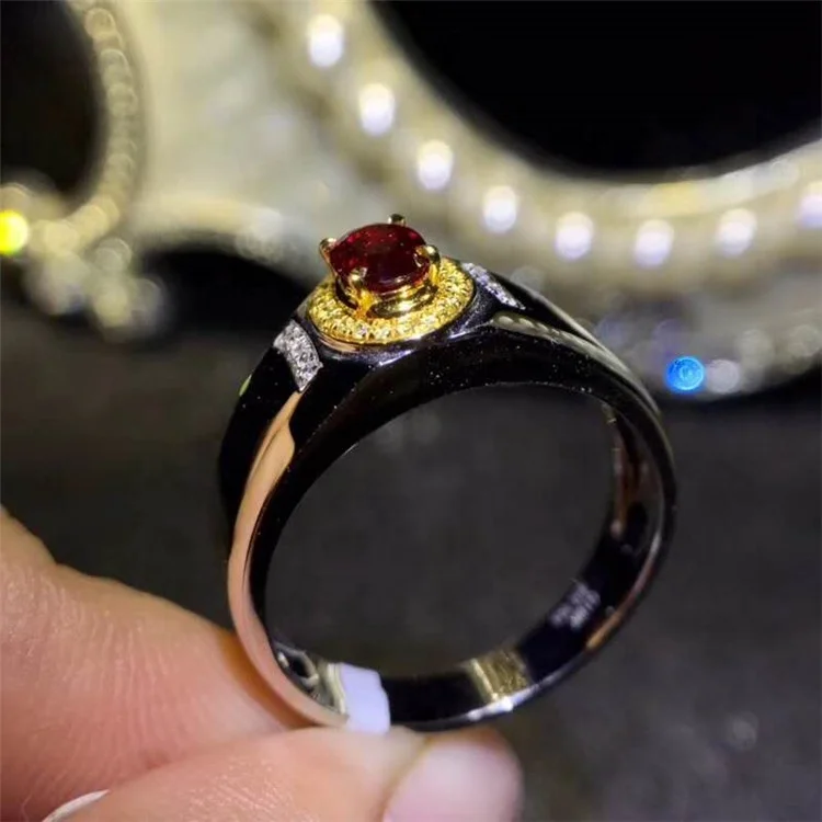SGARIT Gemstone Jewelry Factory Wholesale Luxury 18k Gold South Africa Real Diamond 0.5ct Natural Pigeon Blood Red Ruby Ring