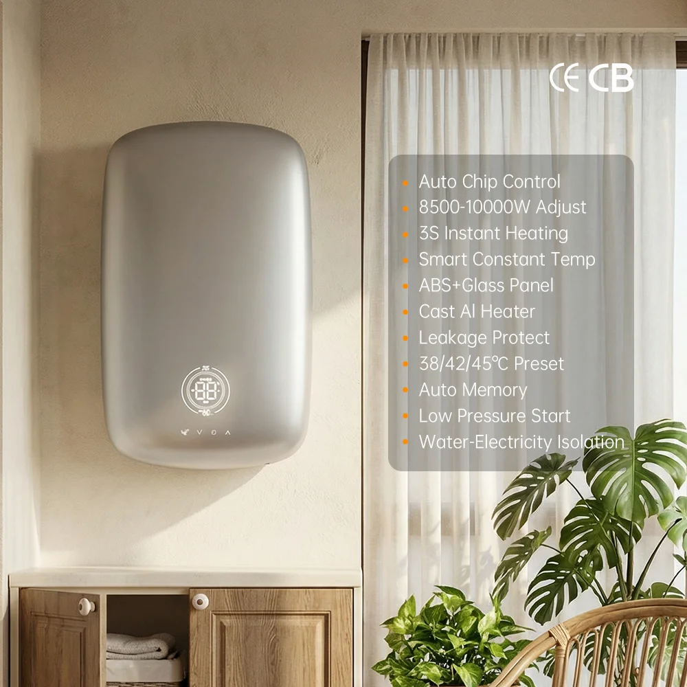 High Quality 8.5kw/10kw/12KW 220V Tankless Instant Heating ABS Shell IMD Panel Household English Touch Control Water Heater