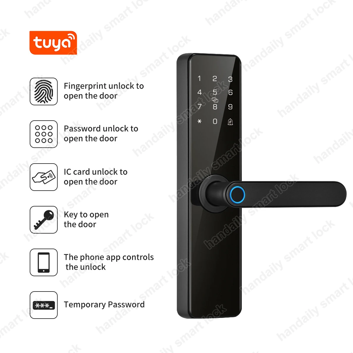 Low Price Apartment Room Handle Front Door Lock Ttlock Tuya App Biometric Code Fingerprint Smart Door Lock for Home Security