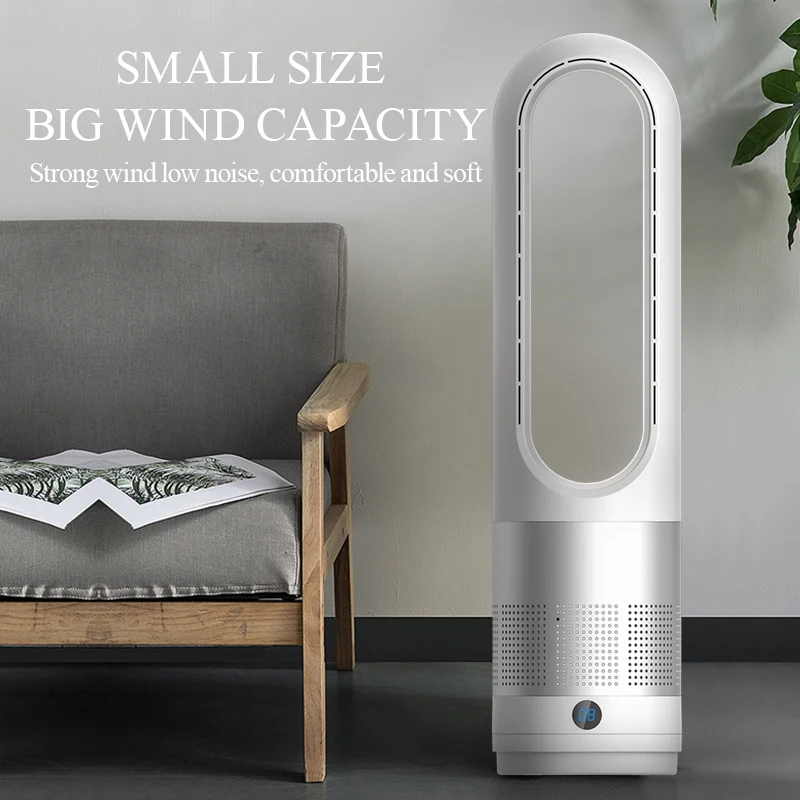 Tower Fan Bladeless Heating and Cooling Fan With HEPA Filter Remote Control Leafless Fan Safety for Child