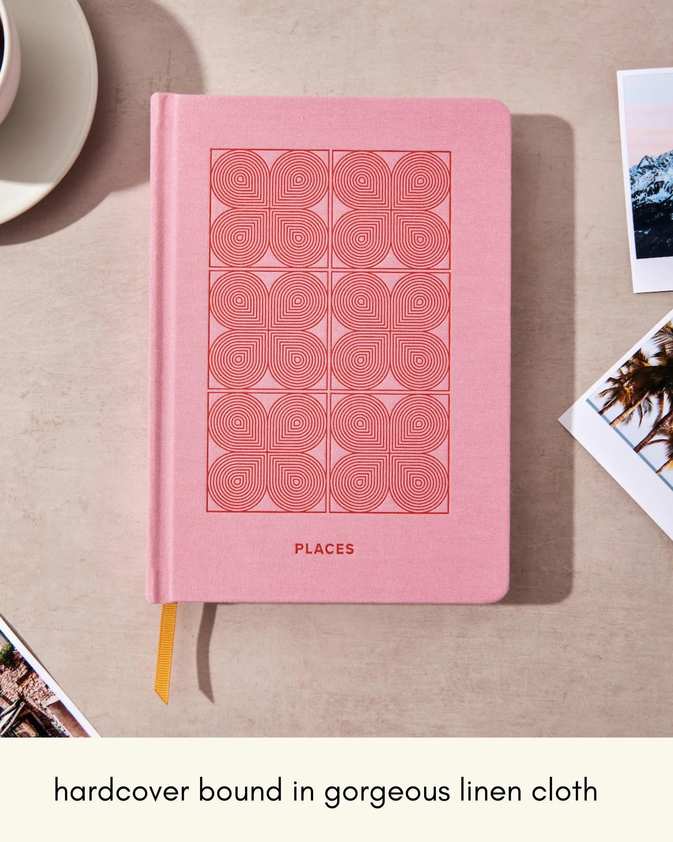 LABON Gold Foil Fabric Linen Cover Travelers Adventure Journal Keepsake ...