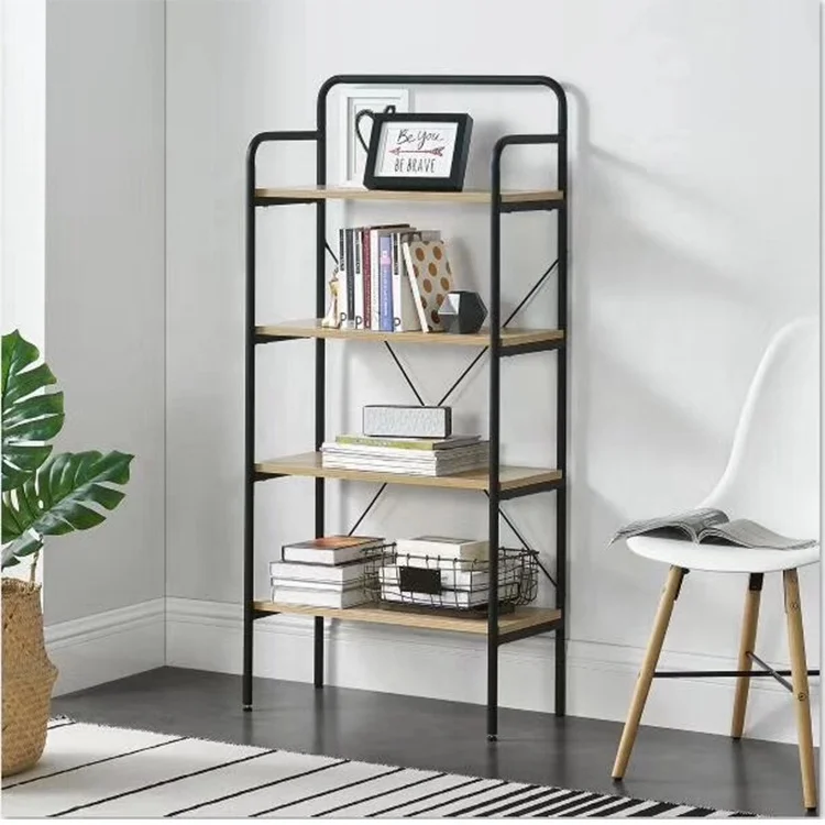 Современная Деревянная Книжная Полка Стеллаж для хранения 4-этажная Металлическая выставки товаров книжной полкой Живой rom-мебель