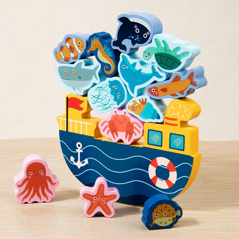 Alibaba.com: Montessori Balance Stacking Toy, Wooden Animal Blocks for ...