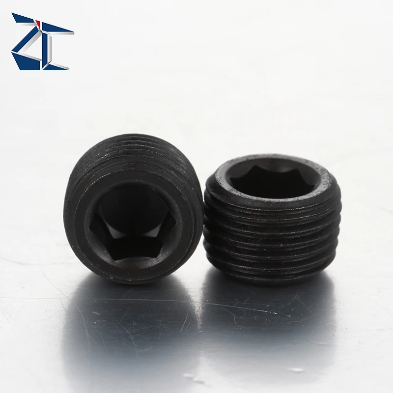 product hot sale top black oxide internal din906 drive pipe plugs with conical thread carbon steel oil plugs hexagon socket pipe plug-43