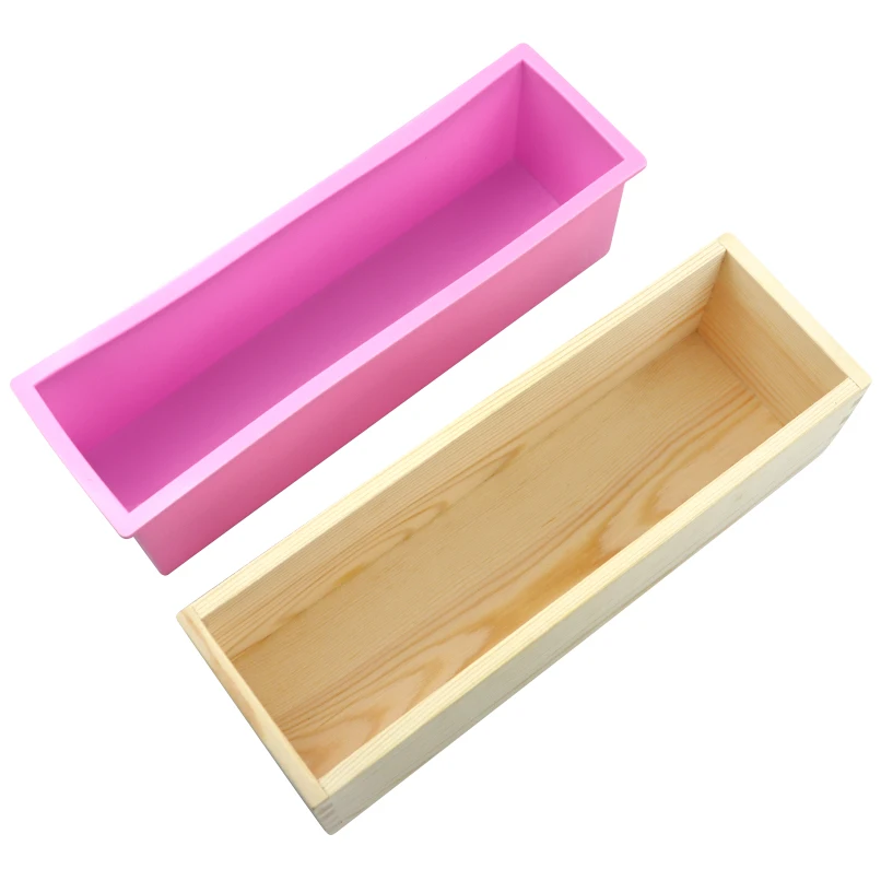 SET Adjustable Cutting Box with 2 Pieces of Stainless Steel Cutter, Soap Mold Silicone, Silicone Molds for Candle Making