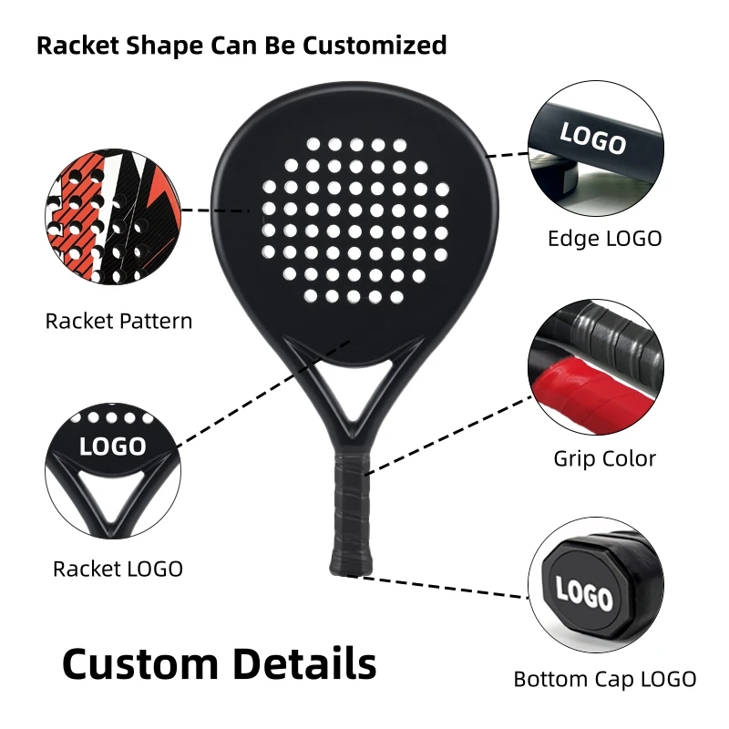 Customized High Quality Paddle Tennis Outdoor Sports Racquets Eva Core