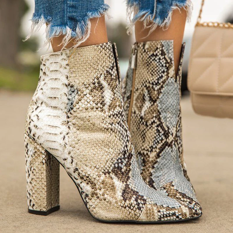 pointed snakeskin booties