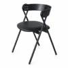 Black Faux Leather Seat, Black Steel Frame